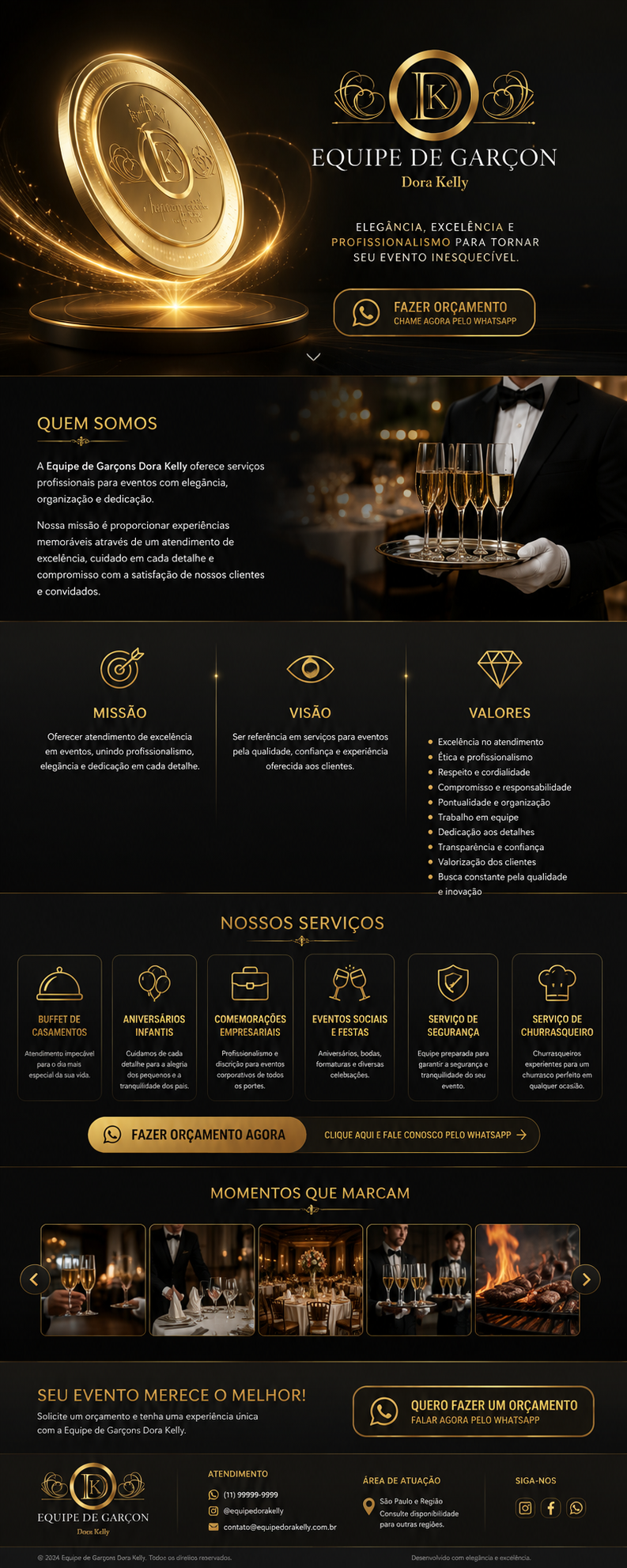 Referência visual da Equipe de Garçom Dora Kelly